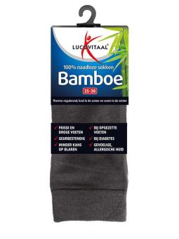 Bamboe sok lang antraciet maat 35-38