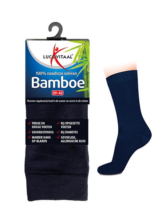 Bamboe sok lang blauw maat 43-46