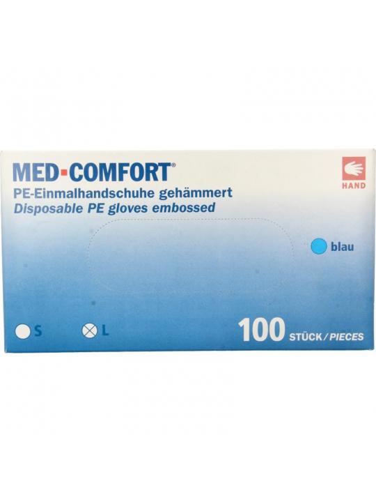 Handschoen PE geruwd blauw