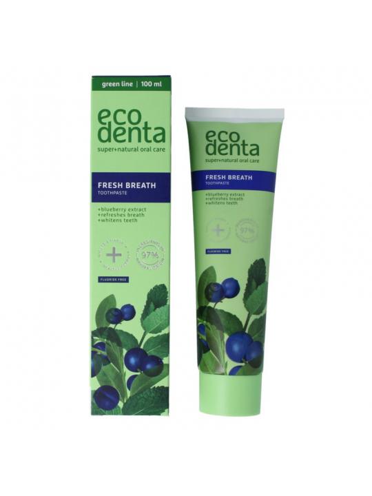 Ecodenta Tandpasta fresh breath bosbessenextr green line
