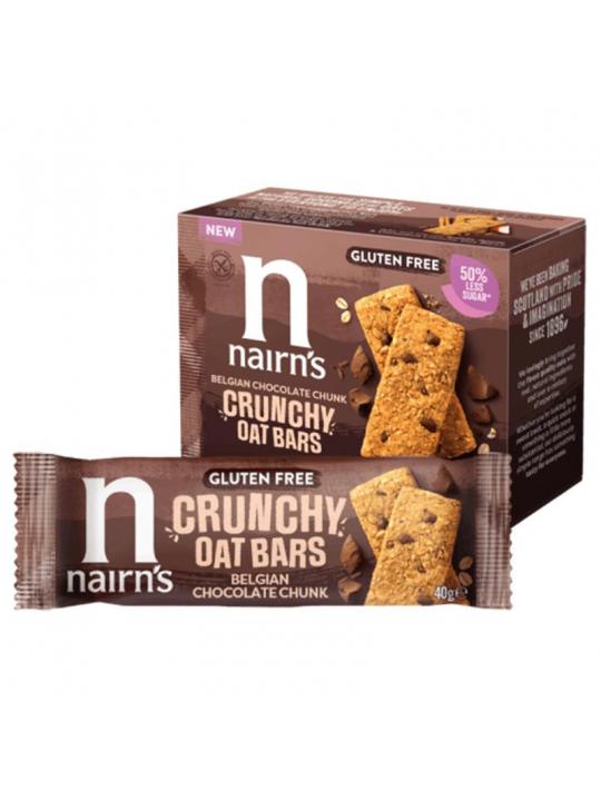 Nairns crunchy oat bars choc belg gv