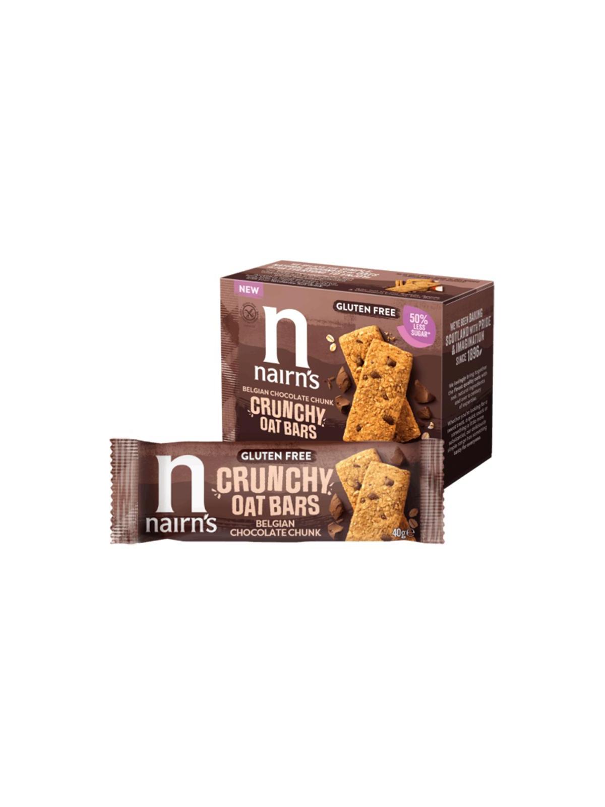 Nairns crunchy oat bars choc belg gv