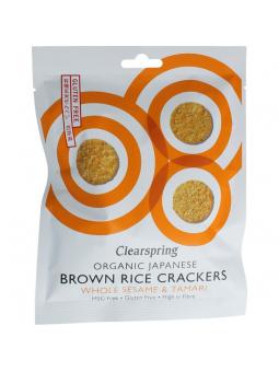 Bruine rijstcracker met sesam & tamari bio
