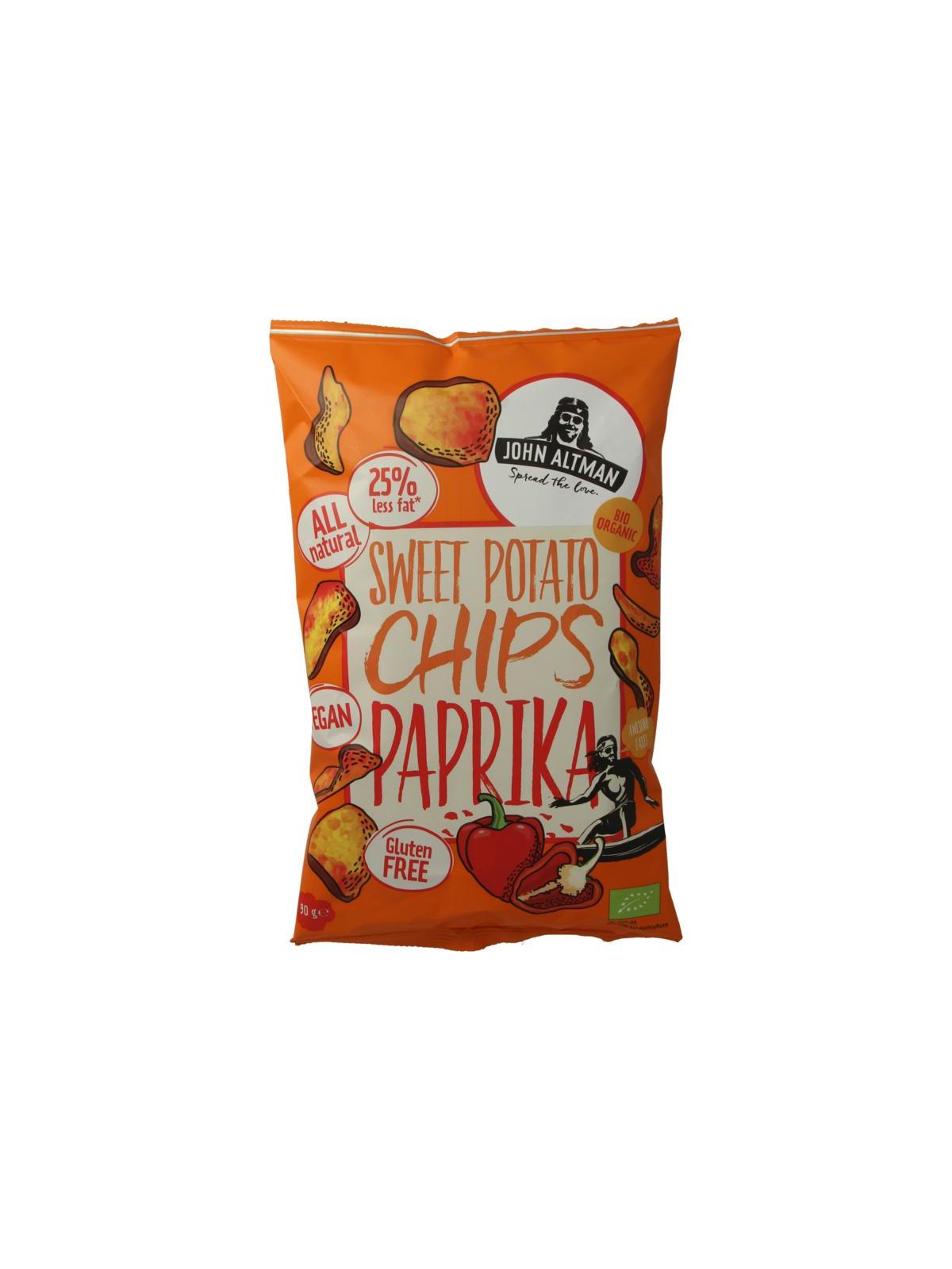 Zoete aardappel chips paprika bio