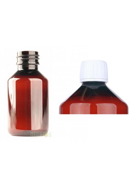 PET medicijnfles 100ml amber incl witte dop