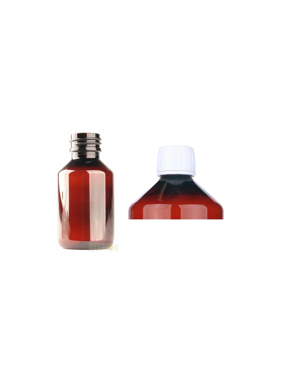 PET medicijnfles 100ml amber incl witte dop