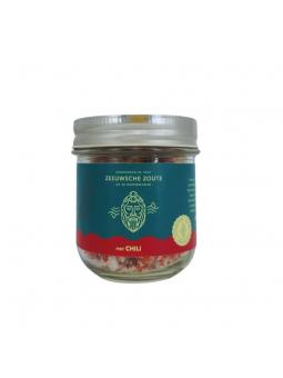 Zout met chili glazen pot