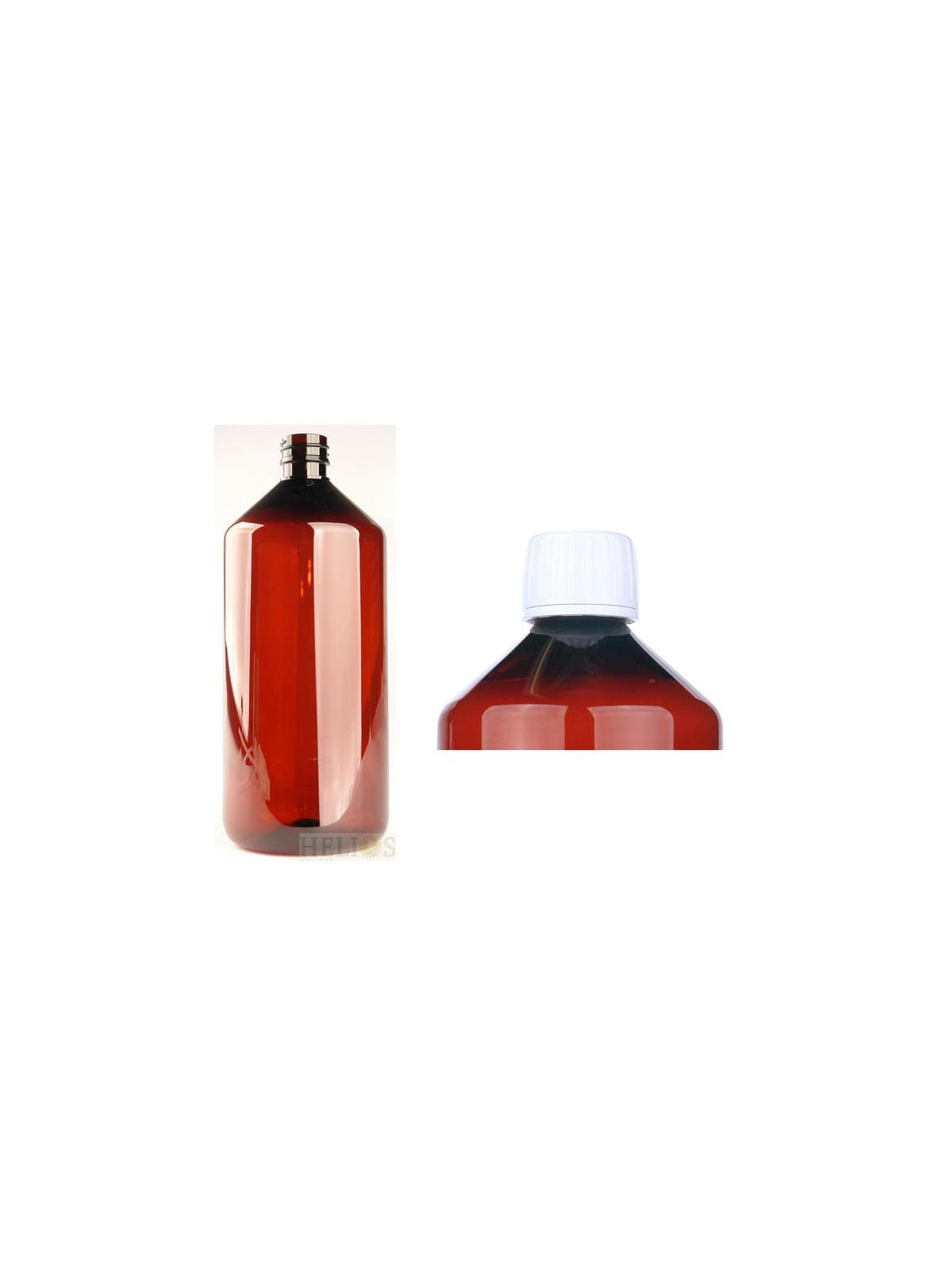 PET medicijnfles 1000ml amber incl witte dop